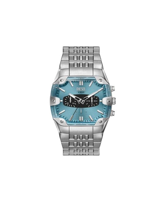 DIESEL Blue Spiked Cushion Stainless Steel Watch for men