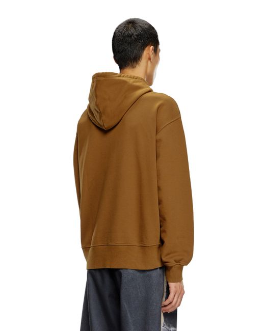 DIESEL Brown Oversized Hoodie With Metallic Logo for men