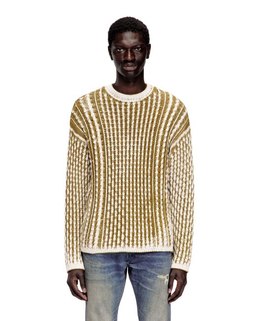 DIESEL Natural Reverse-Print Cable-Knit Jumper for men