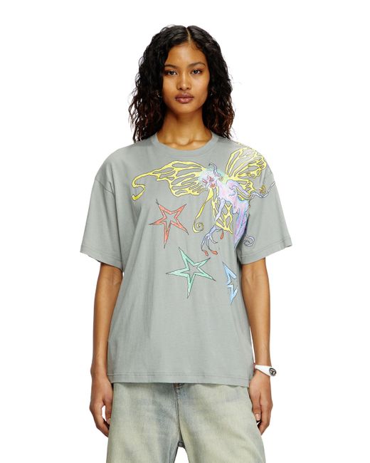 T-Shirt Con Stampa Grafica di DIESEL in Multicolor