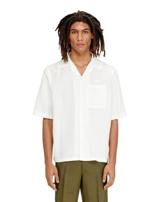 DIESEL White Linen-Blend Shirt With Short Sleeves for men