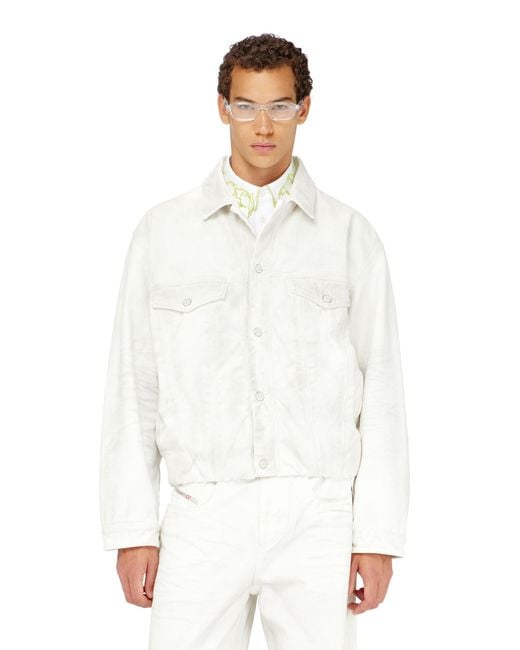 DIESEL White Elasticated Trucker Jacket for men