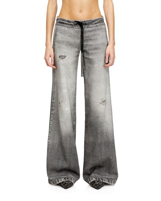 DIESEL Gray Relaxed Low Waist 2078 D-Ainty Joggjeans, Elastic Waistband