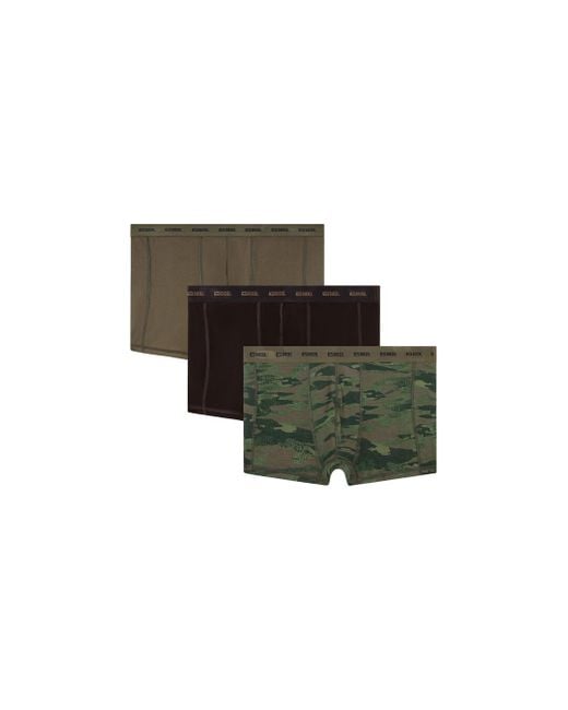 DIESEL Green 3-Pack Of Boxer Briefs Plain And Camo for men