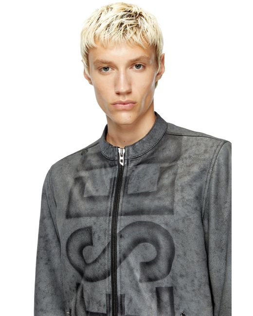 メンズ DIESEL レザージャケット Gray