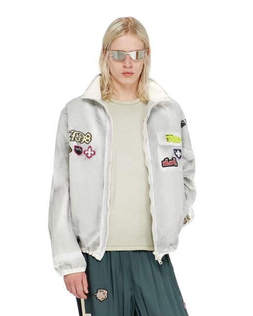 DIESEL White Windbreaker With Trompe L'Oeil Patches for men