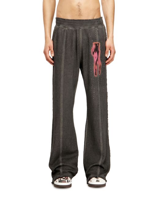 DIESEL Black Sweatpants With Studs And Graphic Print for men