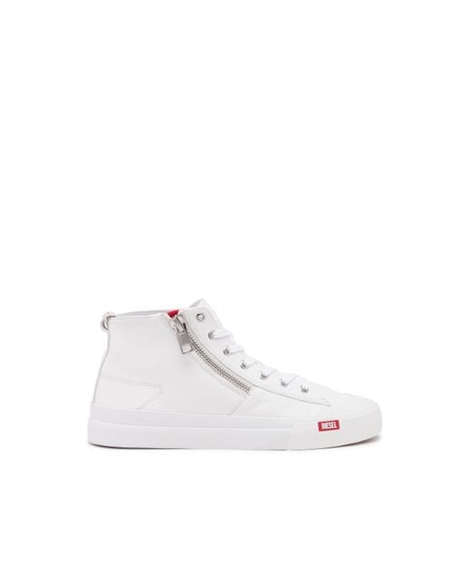 DIESEL White S-athos Zip-high-top Sneakers In Premium Leather for men