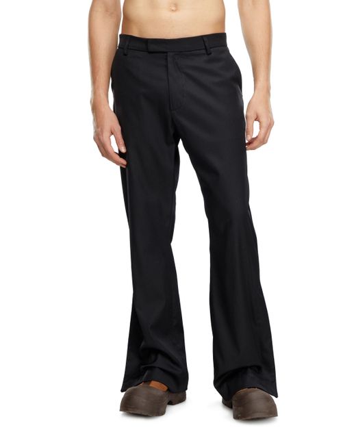 DIESEL Blue Wool-nylon Pants With Side Slits for men