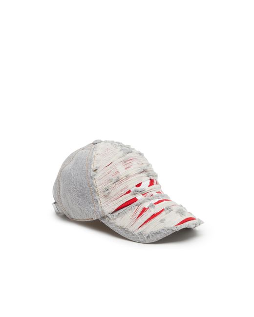 DIESEL Pink Layered Destroyed Denim Baseball Cap for men