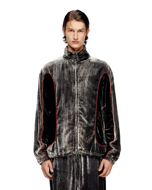 DIESEL Trackjacke Aus Behandeltem Samt in Black für Herren