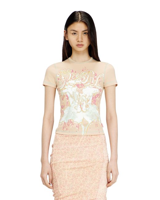 DIESEL Natural Animalier-Print T-Shirt