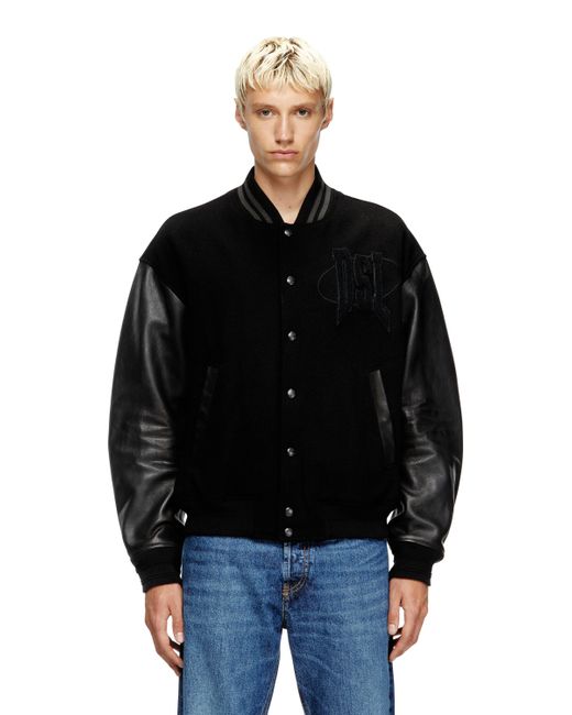 DIESEL Black Varsity Bomber Jacket for men