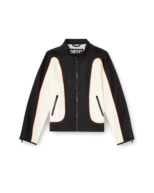 DIESEL Black Nylon Jacket With Color Block And Piping Details for men