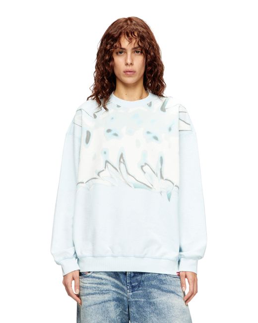DIESEL Distressed Sweatshirt With Graffiti Print White