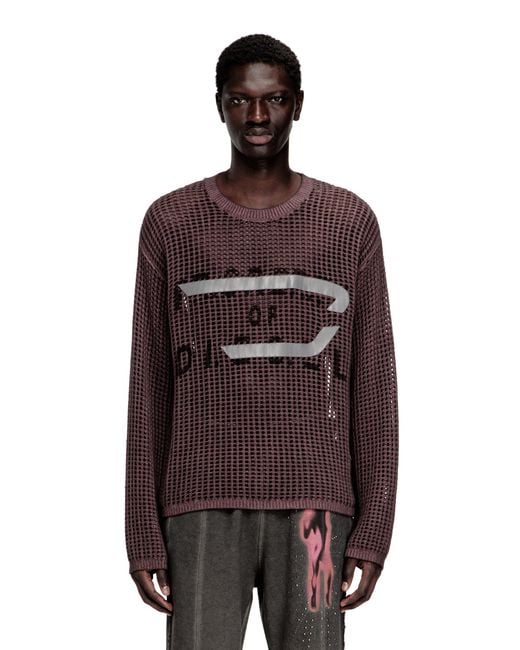 DIESEL Purple Long-Sleeve Mesh-Knit Top for men