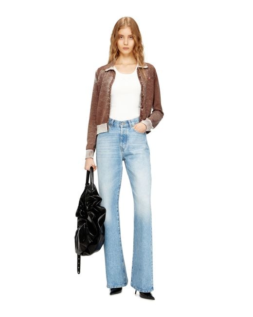 DIESEL White Slim Ribbed Tank Top With Metallic Oval D