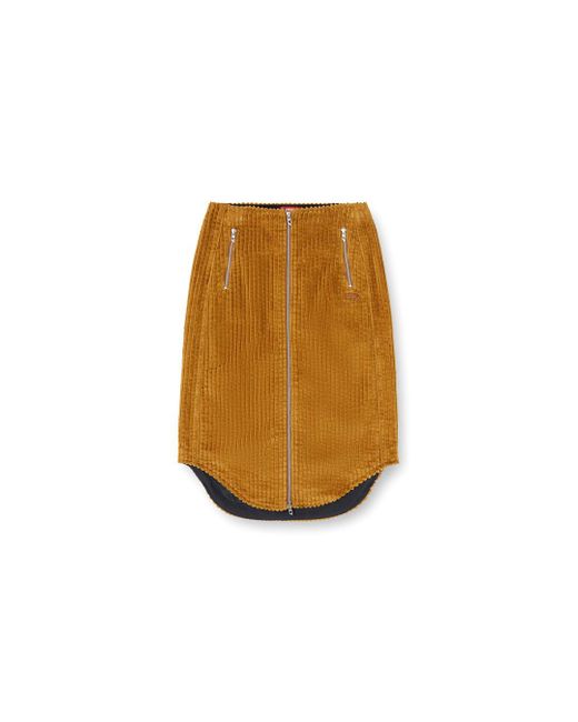 DIESEL Yellow Cotton Midi Skirt With Zipper