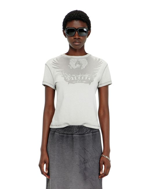 DIESEL Gray Fleece Midi Skirt With Dévoré Print