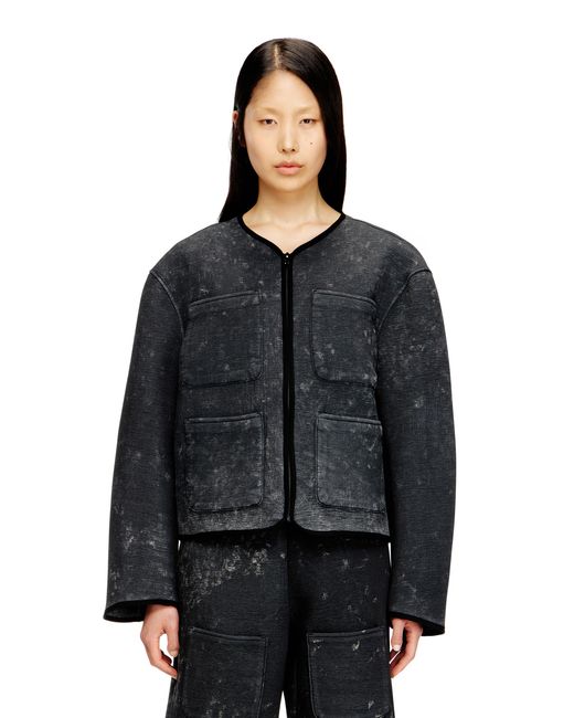 DIESEL Black Marbled-Effect Scuba Jacket With Pockets