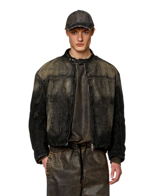 DIESEL Black Denim Jacket In Cotton And Hemp for men