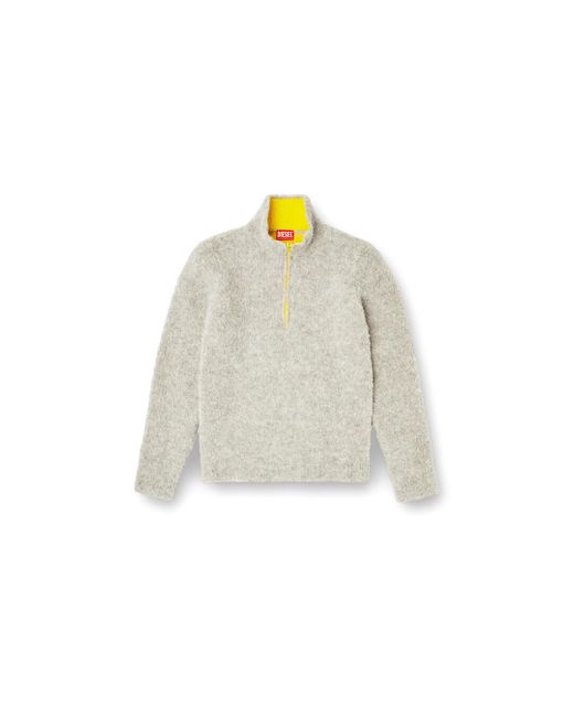 DIESEL Natural Half-Zip Jumper With Contrast Interior for men