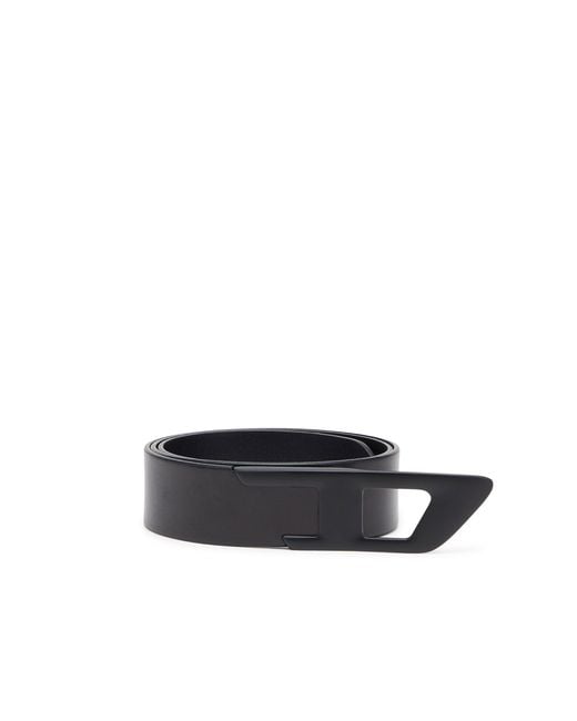 DIESEL White 4 Cm Leather Belt With Metal D Buckle