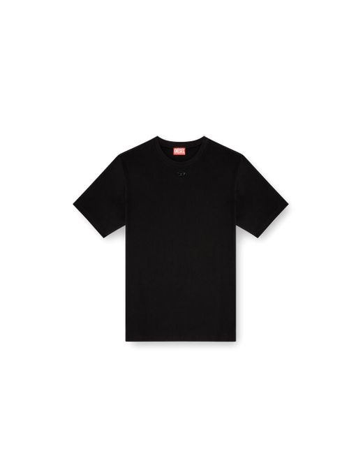 DIESEL Black T-shirt With Cut-out Oval D for men