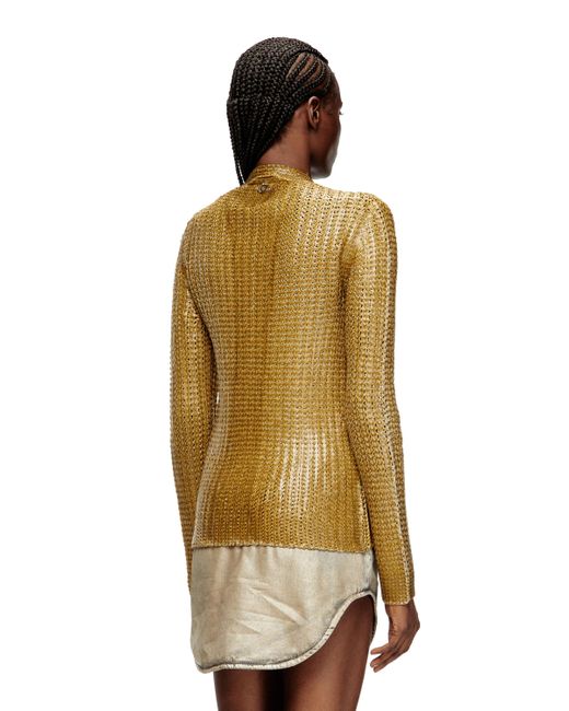 DIESEL Metallic Ribbed Cardigan With Shiny Effect