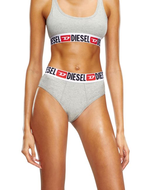 DIESEL Blue Three-Pack Ribbed High-Waisted Briefs