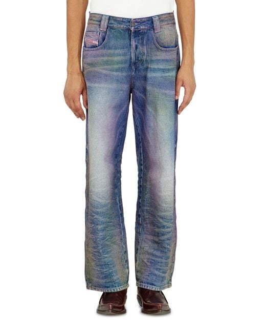 DIESEL Blue Relaxed Jeans High Waist 1982 D-Hakou, Colored, Button Fly