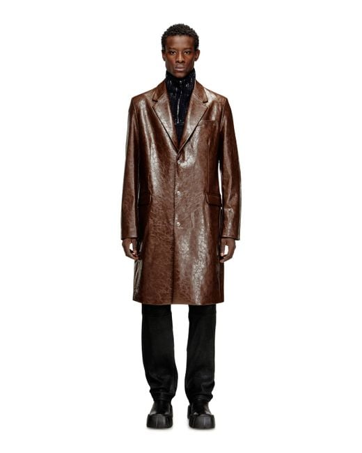 DIESEL Mantel Aus Strukturiertem Beschichtetem Stoff in Brown für Herren