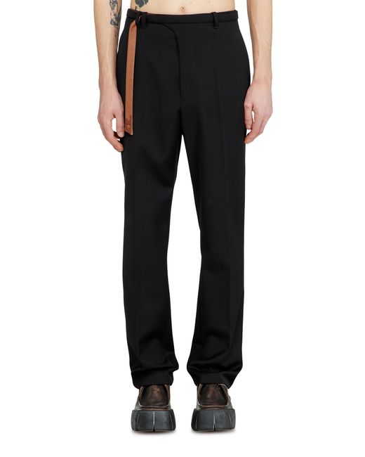 DIESEL Black Tailored Pants With Biker Belt Strap for men