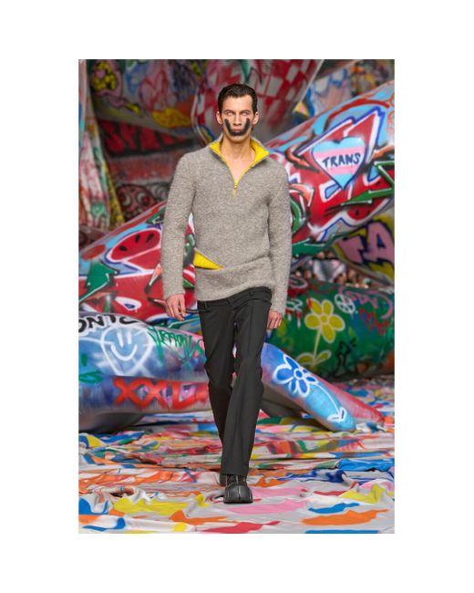 DIESEL Natural Half-Zip Jumper With Contrast Interior for men