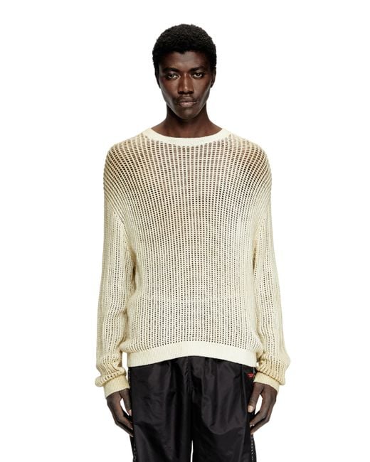 DIESEL Natural Open-Knit Jumper With Distressed Effect for men
