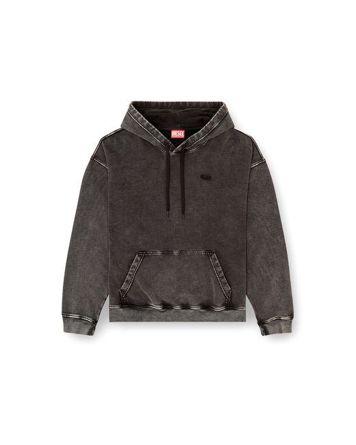 DIESEL Black Hoodie With Raw-Cut Back Patch for men
