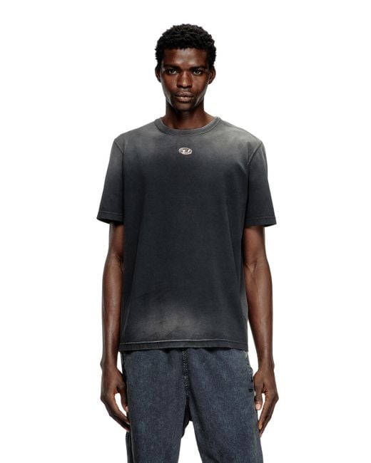 DIESEL Verblasstes T-Shirt Mit Cutout-Oval D in Black für Herren