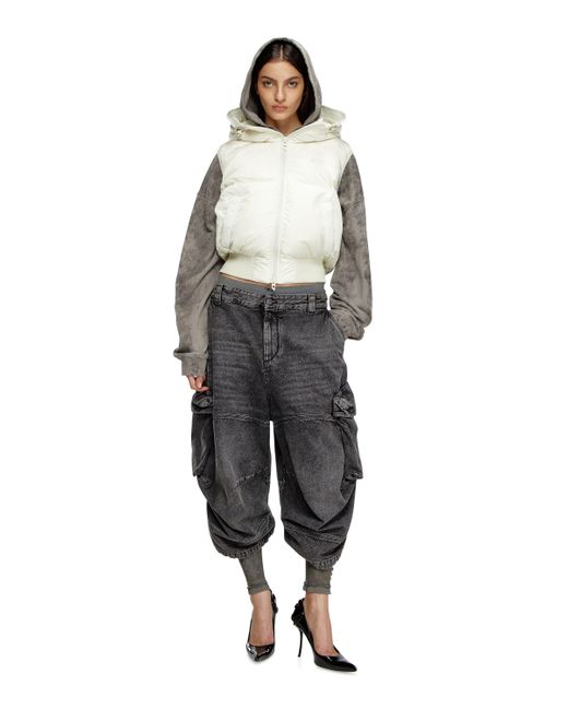 DIESEL Hooded Down Vest Gray