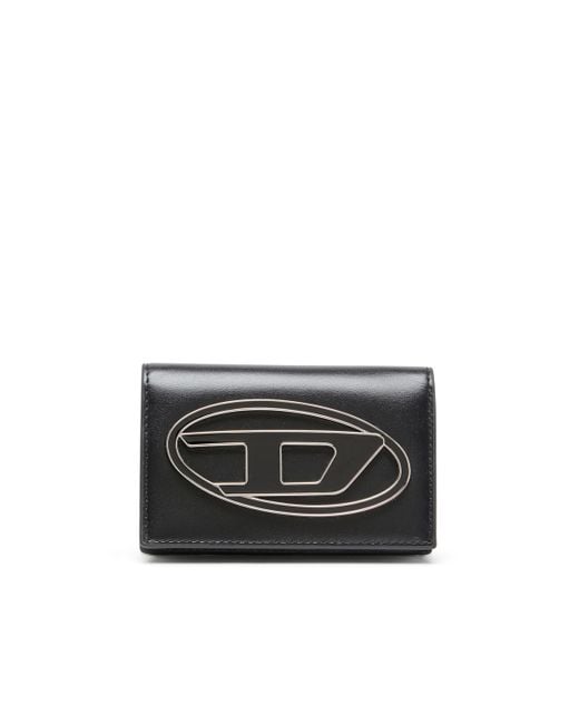 Porte-cartes en cuir avec Oval D émaillé DIESEL en coloris Black