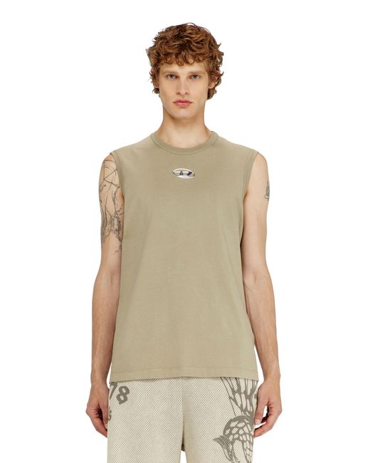 DIESEL Natural Cotton Tank Top With Metallic Oval D for men