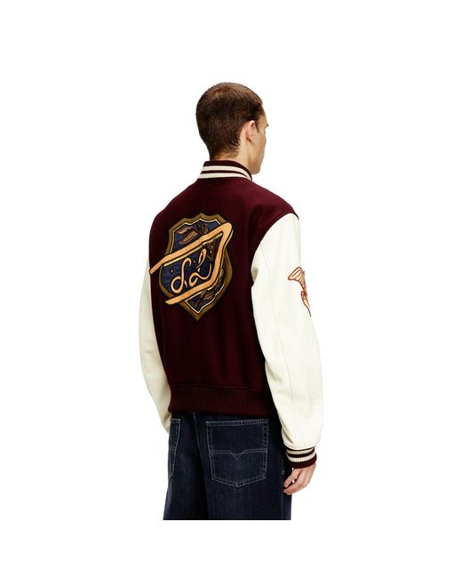 DIESEL Red Varsity Jacket for men