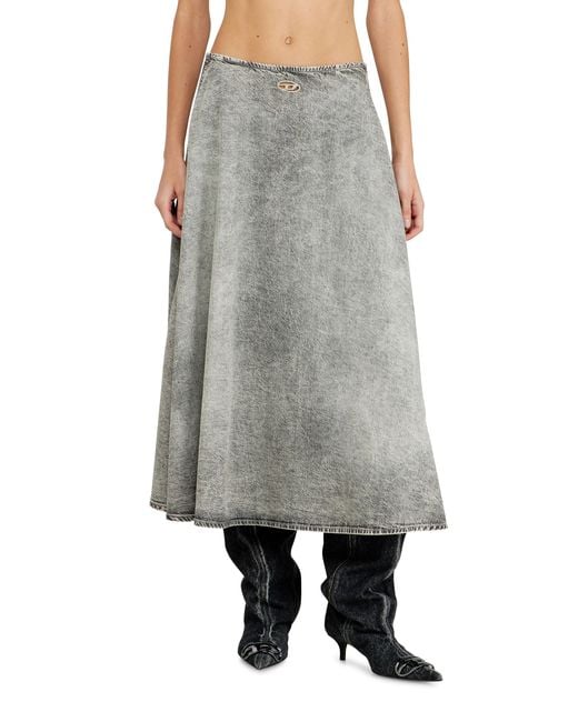 DIESEL Gray Denim Full Skirt With Athletic Stripes