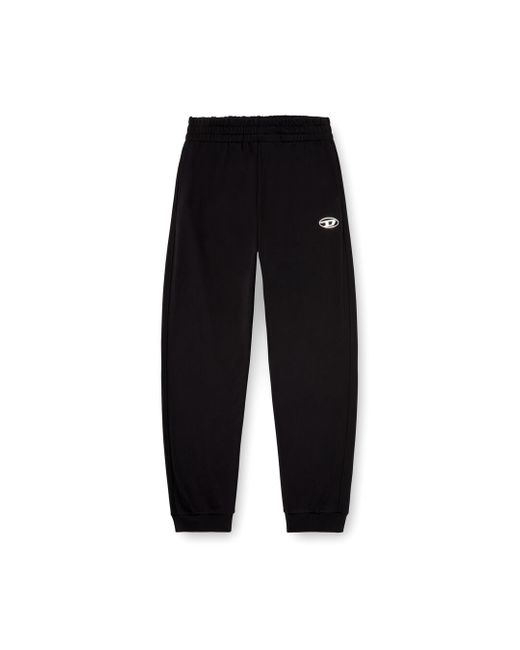 DIESEL Black Sweatpants With Metal-Effect Oval D Logo for men