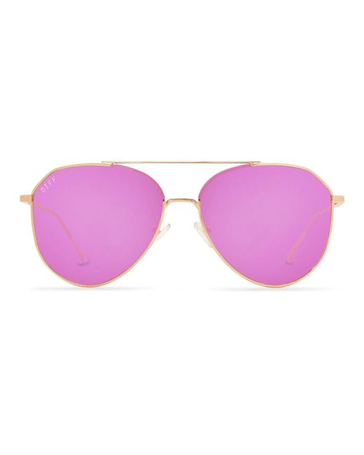 DIFF Jane Rose Gold + Pink Mirror Sunglasses Lyst