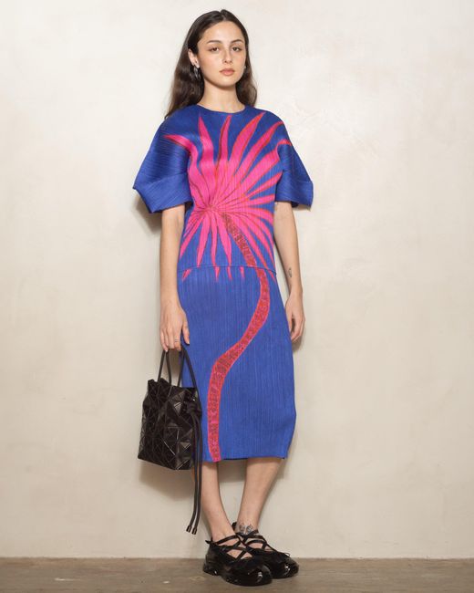 Pleats Please Issey Miyake Ice Desert Dress in Blue | Lyst