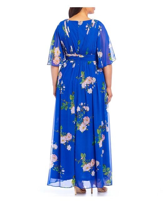 flutter sleeve chiffon gown