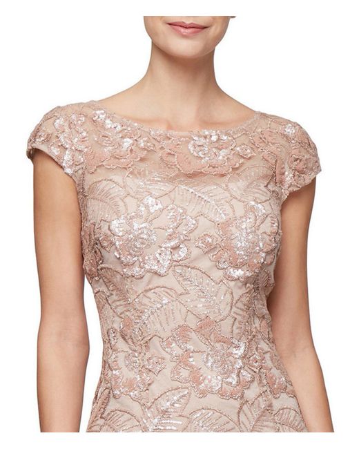 Alex Evenings Cap Sleeve Embroidered Lace Sequin Sheath Dress - Lyst