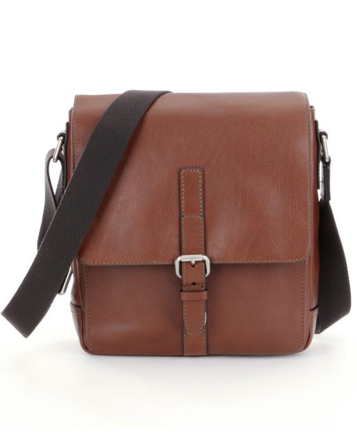 Fossil Davis Leather Small Tablet Messenger Bag in Brown for Men | Lyst