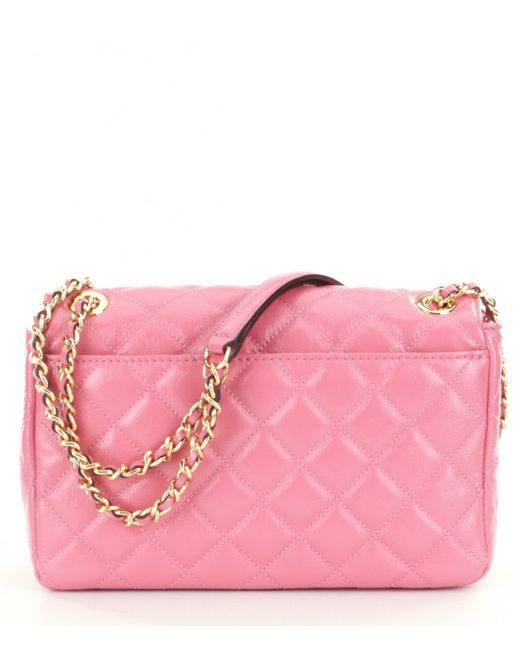Michael michael kors Sloan Quilted Patent Leather Chain-strap Large Shoulder Bag in Pink (Misty ...