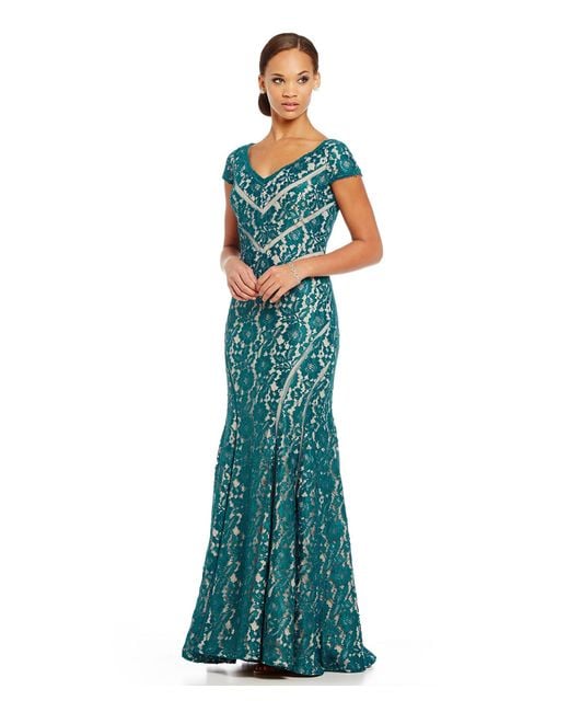 xscape v neck gown